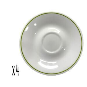 Set of 4 Vintage Corelle Spring Meadow Teacup Saucers – Green Band